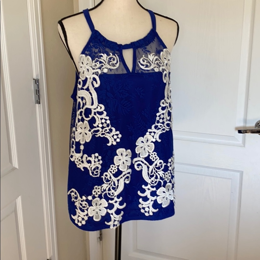 I-N-C International Concepts 1X blue w/lace